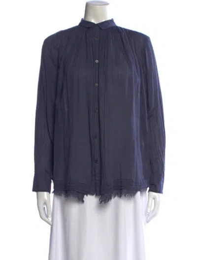 Pre-owned Pas De Calais Long Sleeve Button-up Top In Blue
