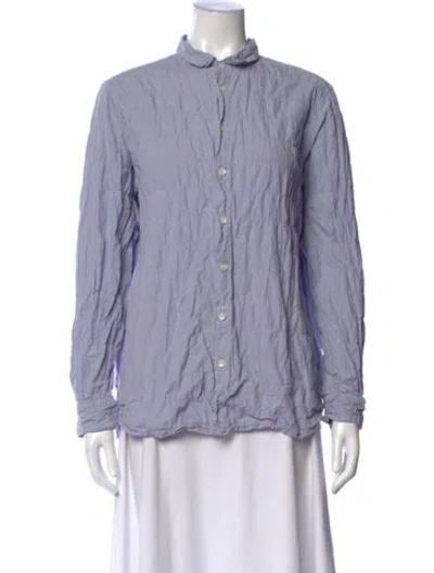 Pre-owned Pas De Calais Long Sleeve Button-up Top In Purple