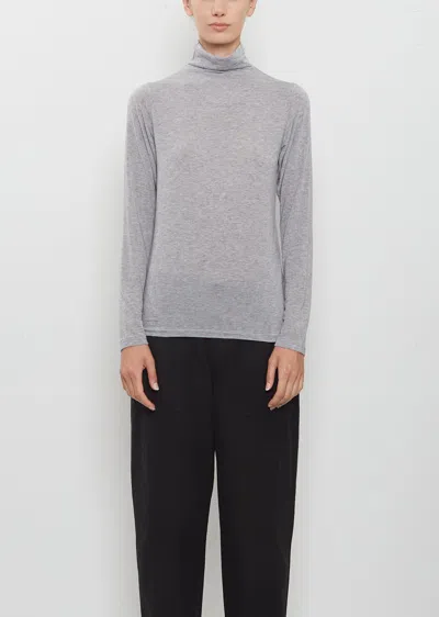 Pas De Calais Lyocell Cashmere Jersey Turtleneck Pullover In Gray
