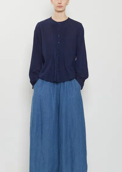 Pas De Calais Organic Cotton Pintucks Blouse In Blue