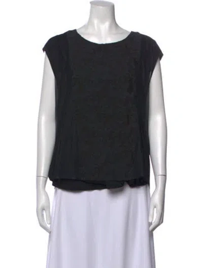 Pre-owned Pas De Calais Patterned Crew Neck Top In Black