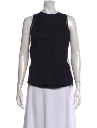 Pre-owned Pas De Calais Patterned Crew Neck Top In Black