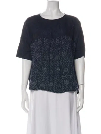 Pre-owned Pas De Calais Patterned Crew Neck Top In Green