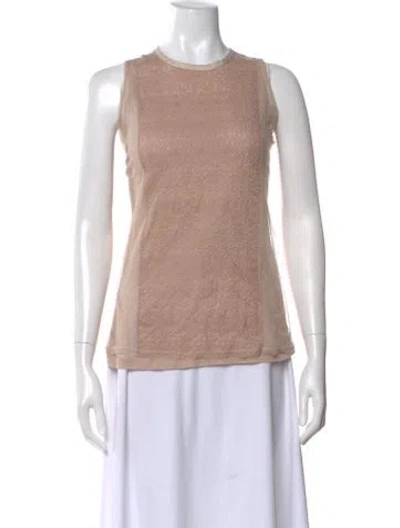 Pre-owned Pas De Calais Patterned Crew Neck Top In Neutral