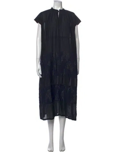 Pre-owned Pas De Calais Patterned Long Dress In Blue