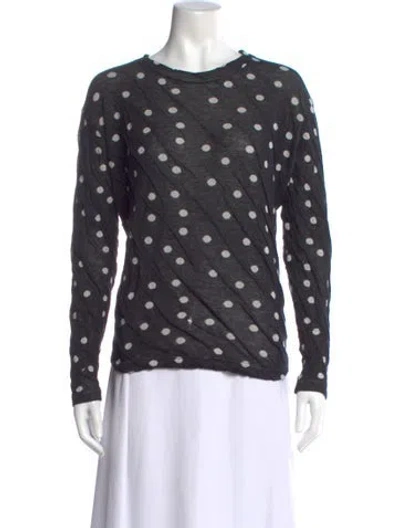 Pre-owned Pas De Calais Polka Dot Print Crew Neck Top In Black