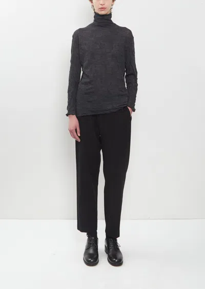 Pas De Calais Premium Wool Tweed Tapered Pants In Black