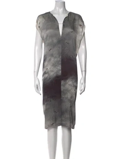 Pre-owned Pas De Calais Printed Knee-length Dress In Grey