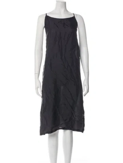Pre-owned Pas De Calais Scoop Neck Midi Length Dress In Black