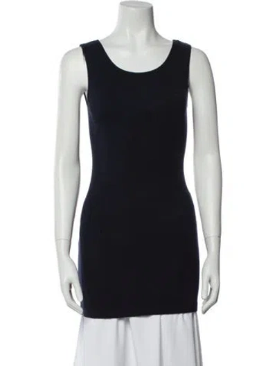 Pre-owned Pas De Calais Scoop Neck Sleeveless Top In Blue