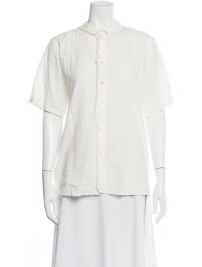 Pre-owned Pas De Calais Short Sleeve Button-up Top In Neutrals