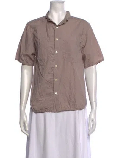 Pre-owned Pas De Calais Short Sleeve Button-up Top W/ Tags In Purple