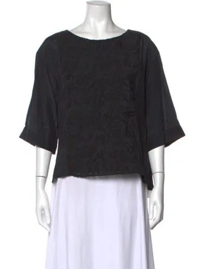 Pre-owned Pas De Calais Silk Floral Print Top In Black