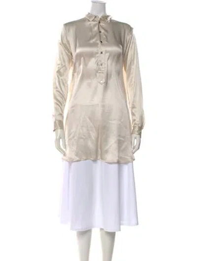 Pre-owned Pas De Calais Silk Long Sleeve Tunic In Neutral