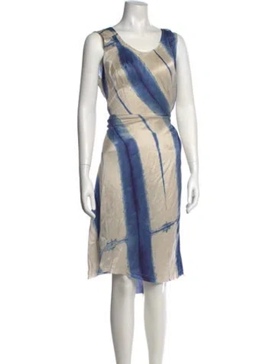 Pre-owned Pas De Calais Silk Midi Length Dress In Blue