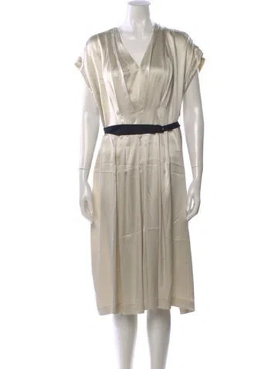 Pre-owned Pas De Calais Silk Midi Length Dress In Neutral
