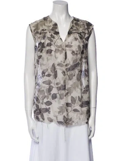 Pre-owned Pas De Calais Silk Printed Blouse In Multi