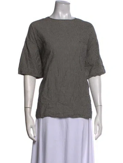Pre-owned Pas De Calais Striped Crew Neck Top In Grey