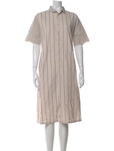 Pre-owned Pas De Calais Striped Knee-length Dress In Neutral