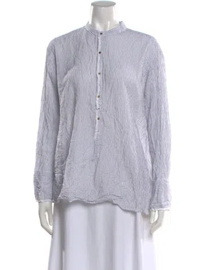 Pre-owned Pas De Calais Striped Long Sleeve Blouse In Multi