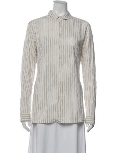 Pre-owned Pas De Calais Striped Long Sleeve Button-up Top In Multicolor