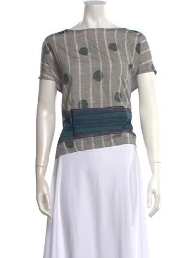 Pre-owned Pas De Calais Striped Scoop Neck Top In Multi