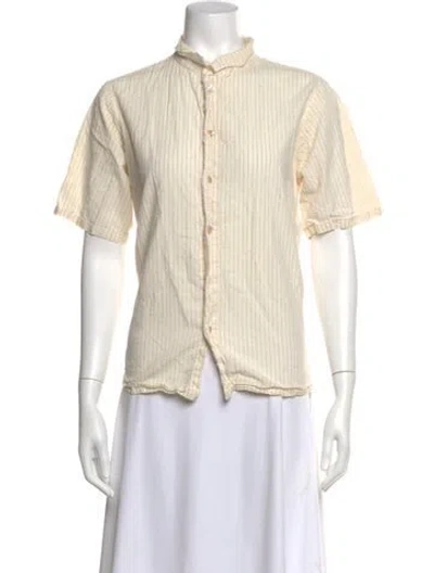 Pre-owned Pas De Calais Striped Short Sleeve Top In Neutral