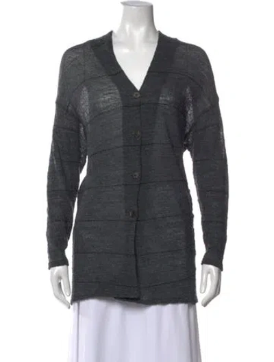 Pre-owned Pas De Calais Striped V-neck Top In Multi