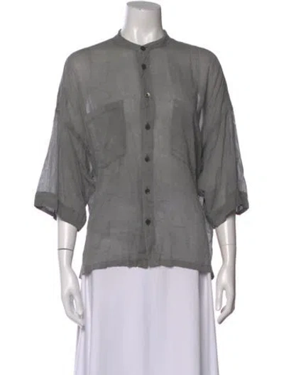 Pre-owned Pas De Calais Three-quarter Sleeve Button-up Top W/ Tags In Gray