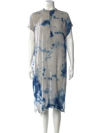 Pre-owned Pas De Calais Tie-dye Print Midi Length Dress In Gray