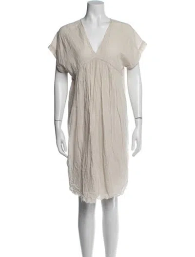 Pre-owned Pas De Calais V-neck Knee-length Dress In Neutral