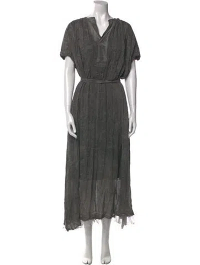 Pre-owned Pas De Calais V-neck Long Dress In Gray