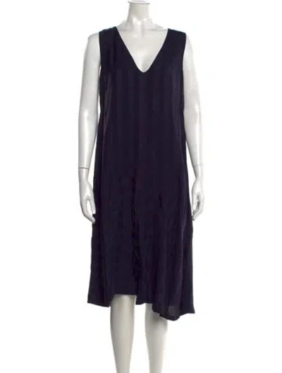 Pre-owned Pas De Calais V-neck Midi Length Dress In Blue
