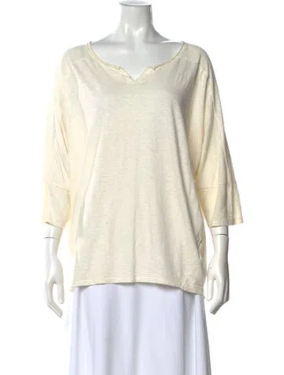 Pre-owned Pas De Calais V-neck Three-quarter Sleeve T-shirt In White