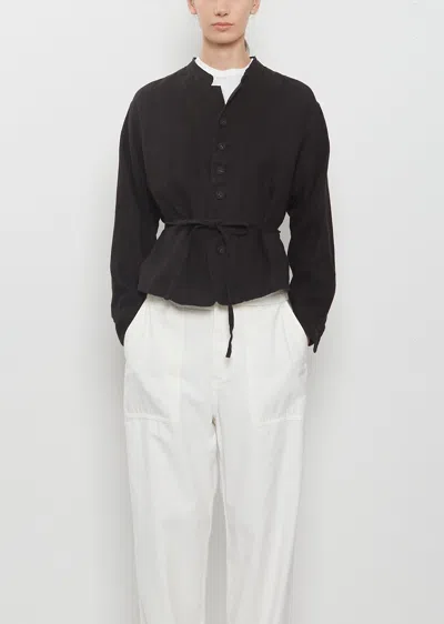 Pas De Calais Washed Linen Canvas Shirt Jacket In Black