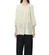 Pas De Calais Wildflower Embroidery Gathered Blouse In Ivory In Multi