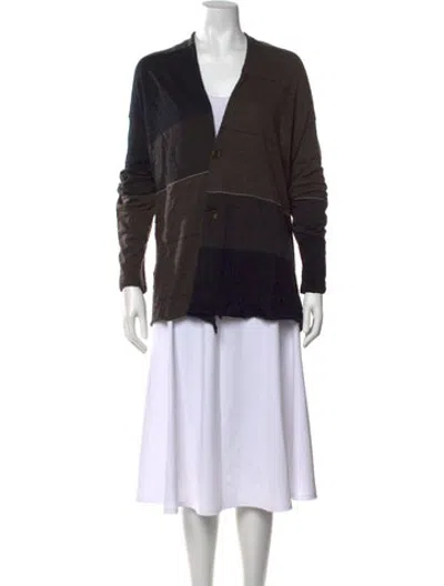 Pre-owned Pas De Calais Wool Colorblock Pattern Top In Black