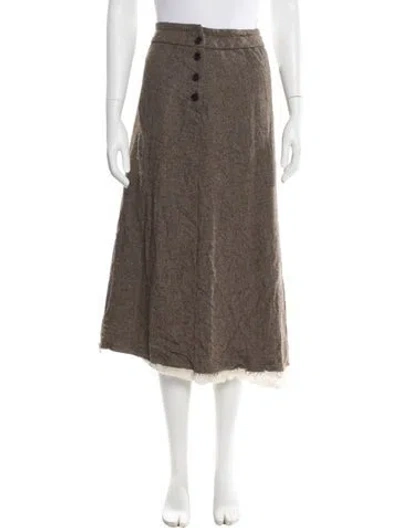 Pre-owned Pas De Calais Wool Midi Length Skirt W/ Tags In Brown