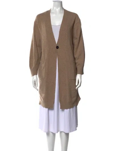Pre-owned Pas De Calais Wool Open Front Sweater In Brown