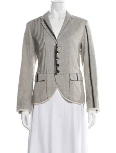 Pre-owned Pas De Calais Wool Striped Blazer In Grey