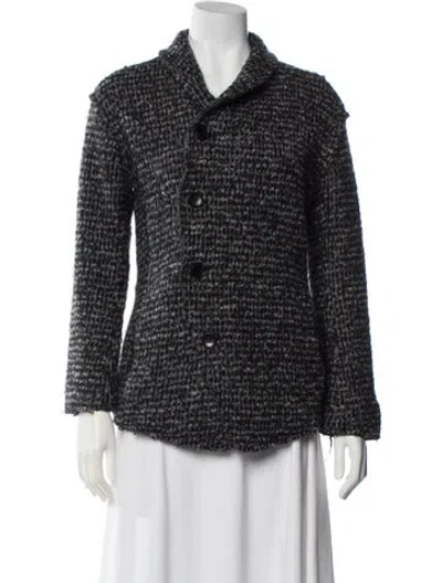 Pre-owned Pas De Calais Wool Tweed Pattern Coat In Gray
