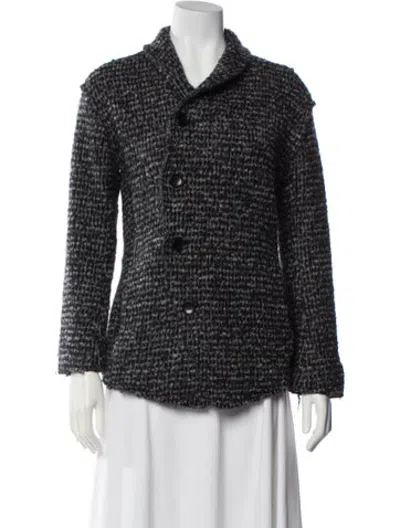 Pre-owned Pas De Calais Wool Tweed Pattern Coat In Grey