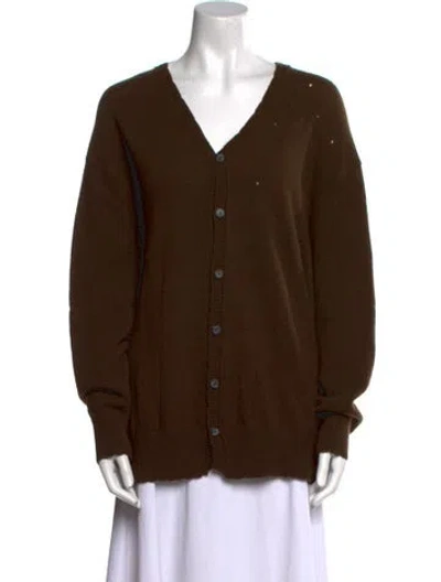 Pre-owned Pas De Calais Wool V-neck Sweater In Brown