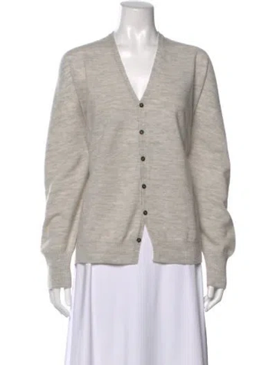 Pre-owned Pas De Calais Wool V-neck Top In Gray