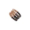 Pas De Marque Women's Black / Rose Gold Rose Gold-filled Black Spinel Beaded Ring La Bague Duo