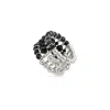Pas De Marque Women's Black / Silver Sterling Silver Black Spinel Beaded Ring La Bague Duo