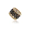Pas De Marque Women's Gold / Black Gold-filled Black Spinel Beaded Ring La Bague