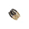Pas De Marque Women's Gold / Black Gold-filled Black Spinel Beaded Ring La Bague Duo