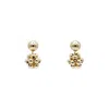 Pas De Marque Women's Gold-filled Beaded Earrings Cube Pendant