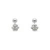 Pas De Marque Women's Sterling Silver Beaded Earrings Cube Pendant